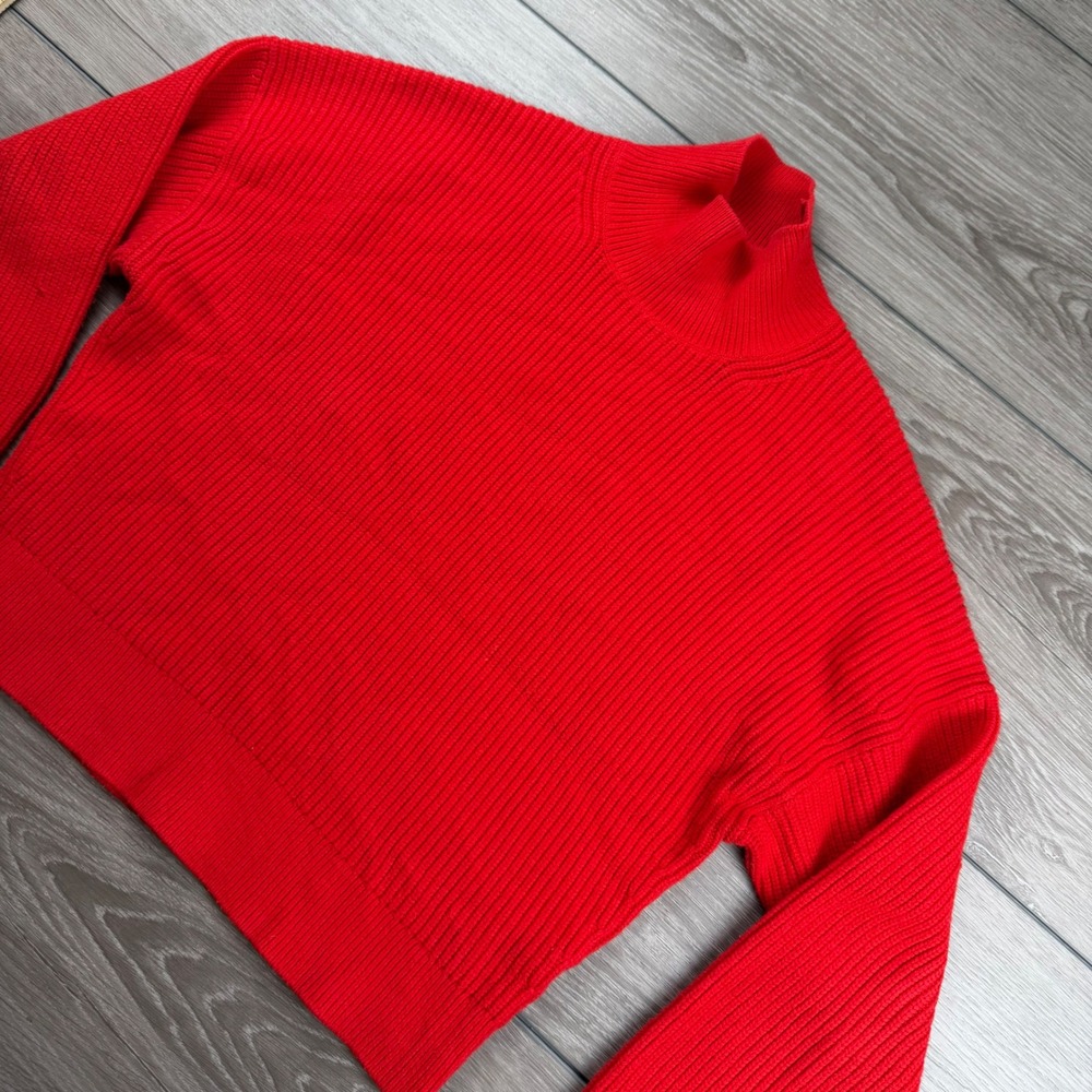 J.Crew Women Sweater Mock Neck Ribbed Knit Red Medium